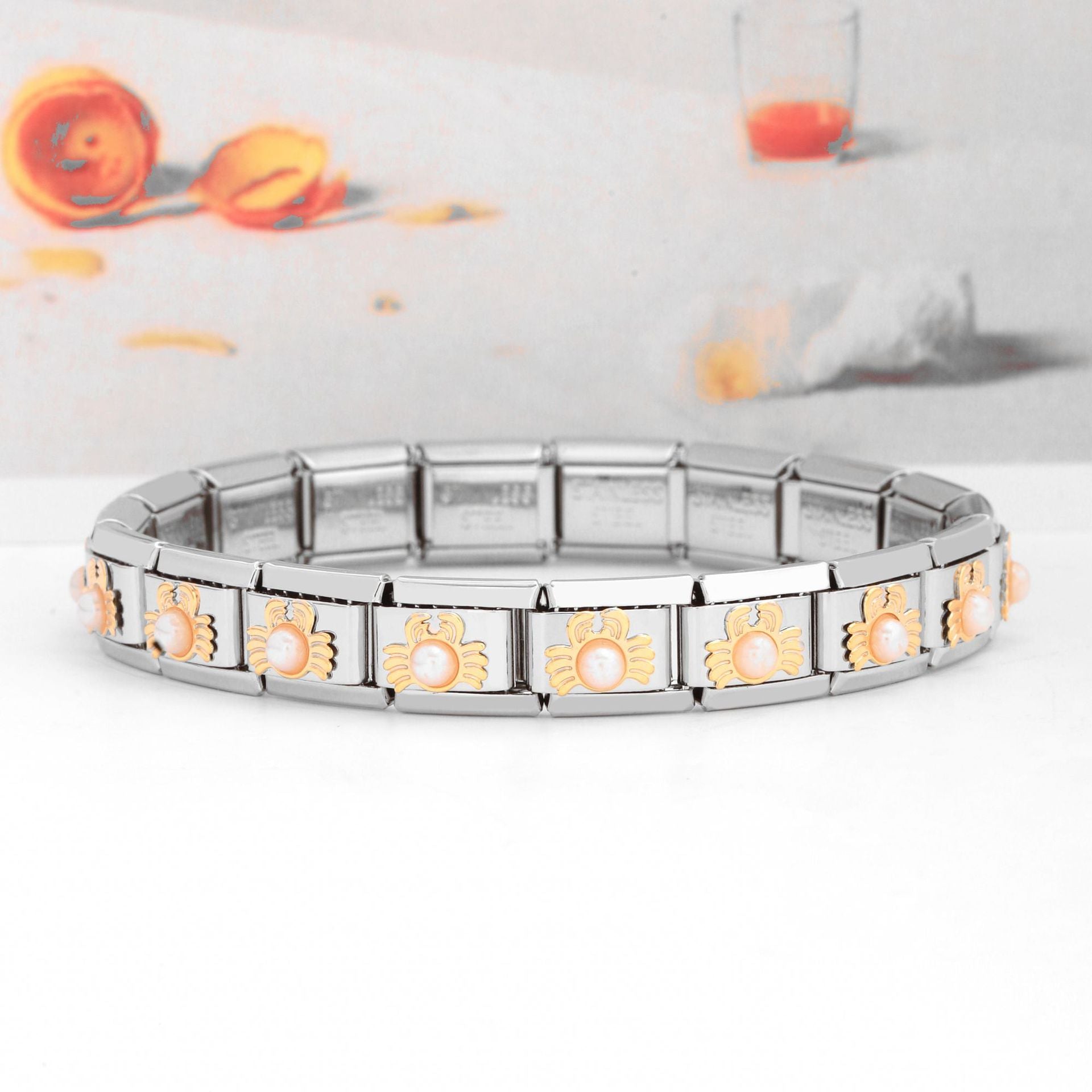 Wholesale Italian Charm Bracelet Crab Butterfly Dragonfly Crown Jewel Stainless Steel Elastic Hand Buckle Accessories Charms